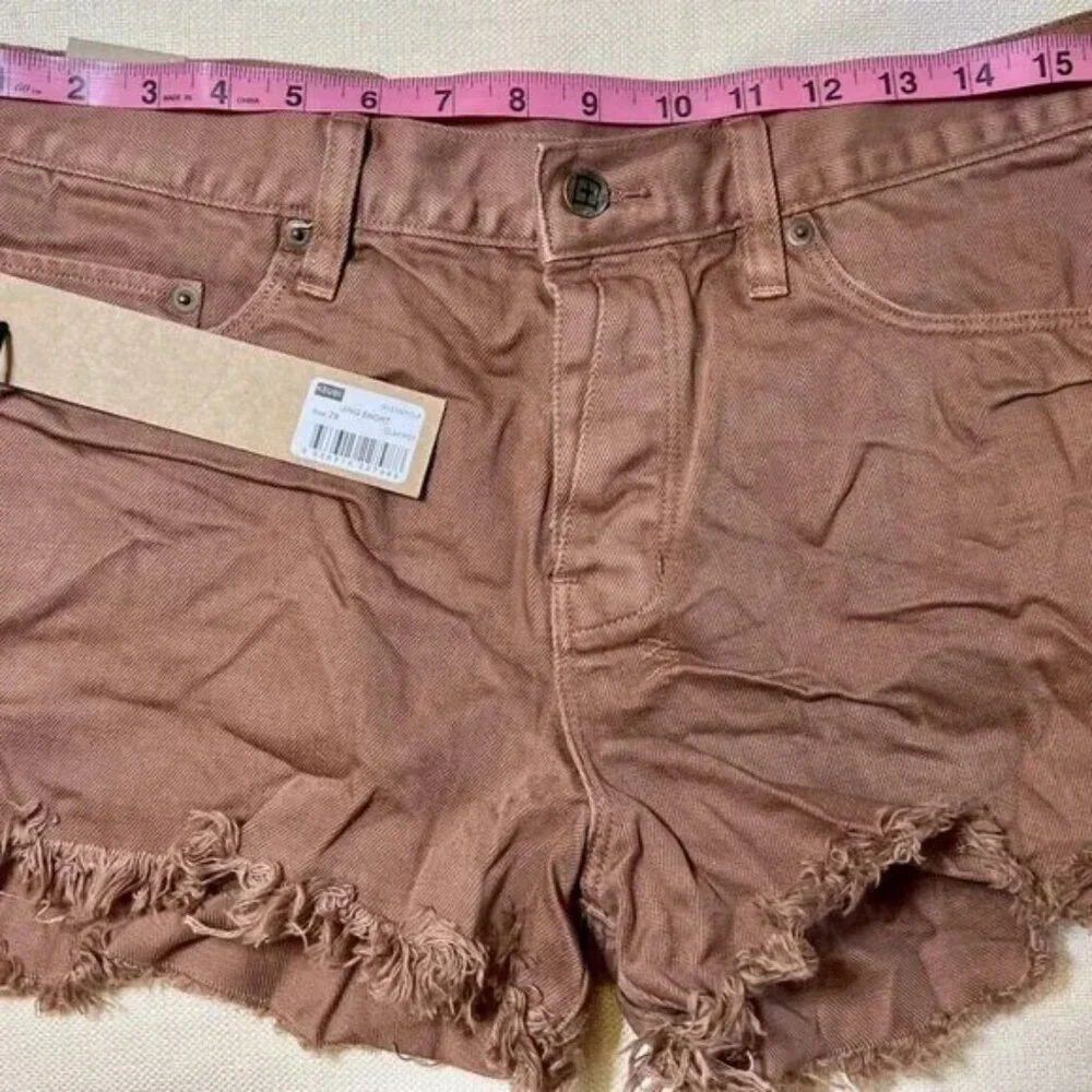 NWT KSUBI Jing Raw Hem Shorts Brown Fit: Low Rise Decorated side slit 29w Mauve
